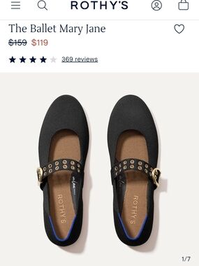 Rothy's The Ballet Mary Jane in Black with Gold Hardware